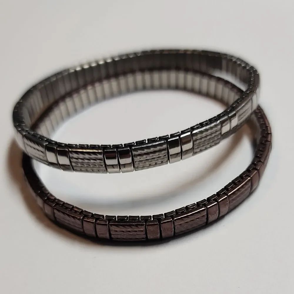 Milor Stainless Steel Brown And Silver Stretch Bracelets